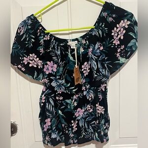 American Eagle Outfitters Off The Shoulder Floral Top - Womens Size Small NWT